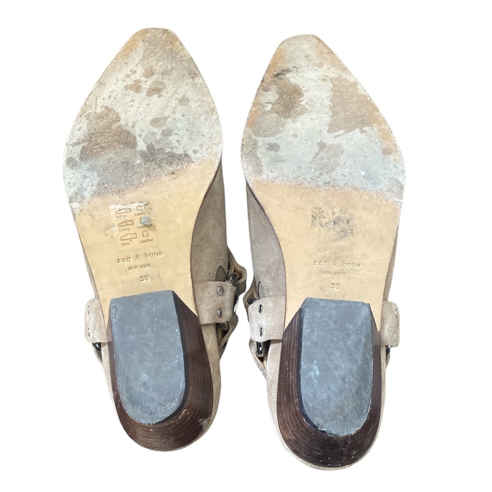 Taupe Suede Rag & Bone Pointy Ankle Boots w/ Silver Hardware Accents/Sz 38/EUC - Picture 4 of 4